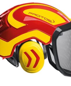 Casco protos integral amarillo rojo