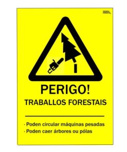 Cartel perigo traballos forestais